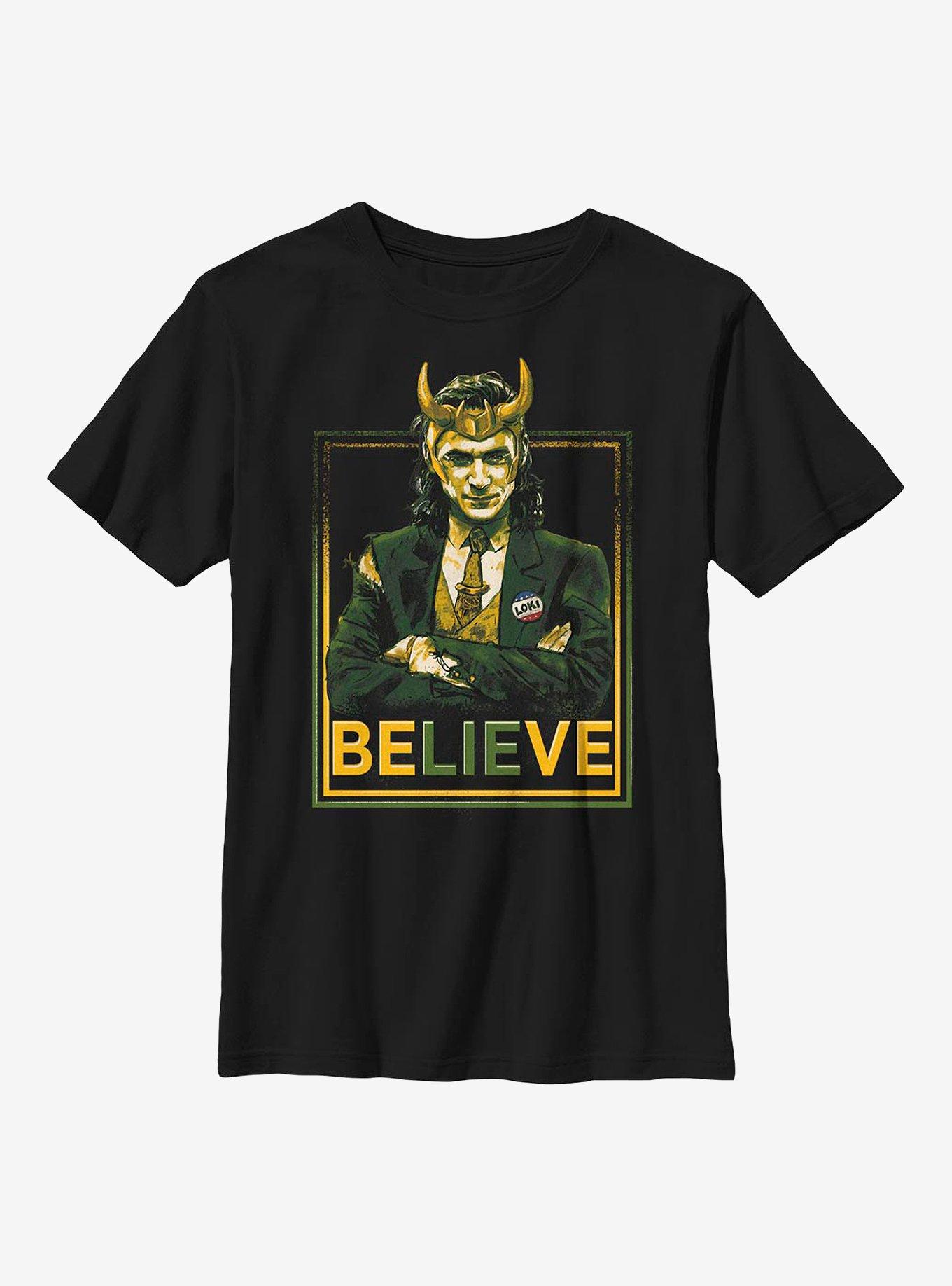 Marvel Loki Believe Political Motive Youth T-Shirt, , hi-res