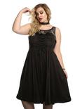 Black Lace-Up Sweetheart Sleeveless Dress Plus Size, BLACK, hi-res
