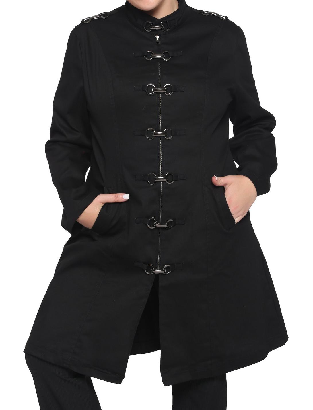 Black Strait Coat Plus Size, BLACK, hi-res
