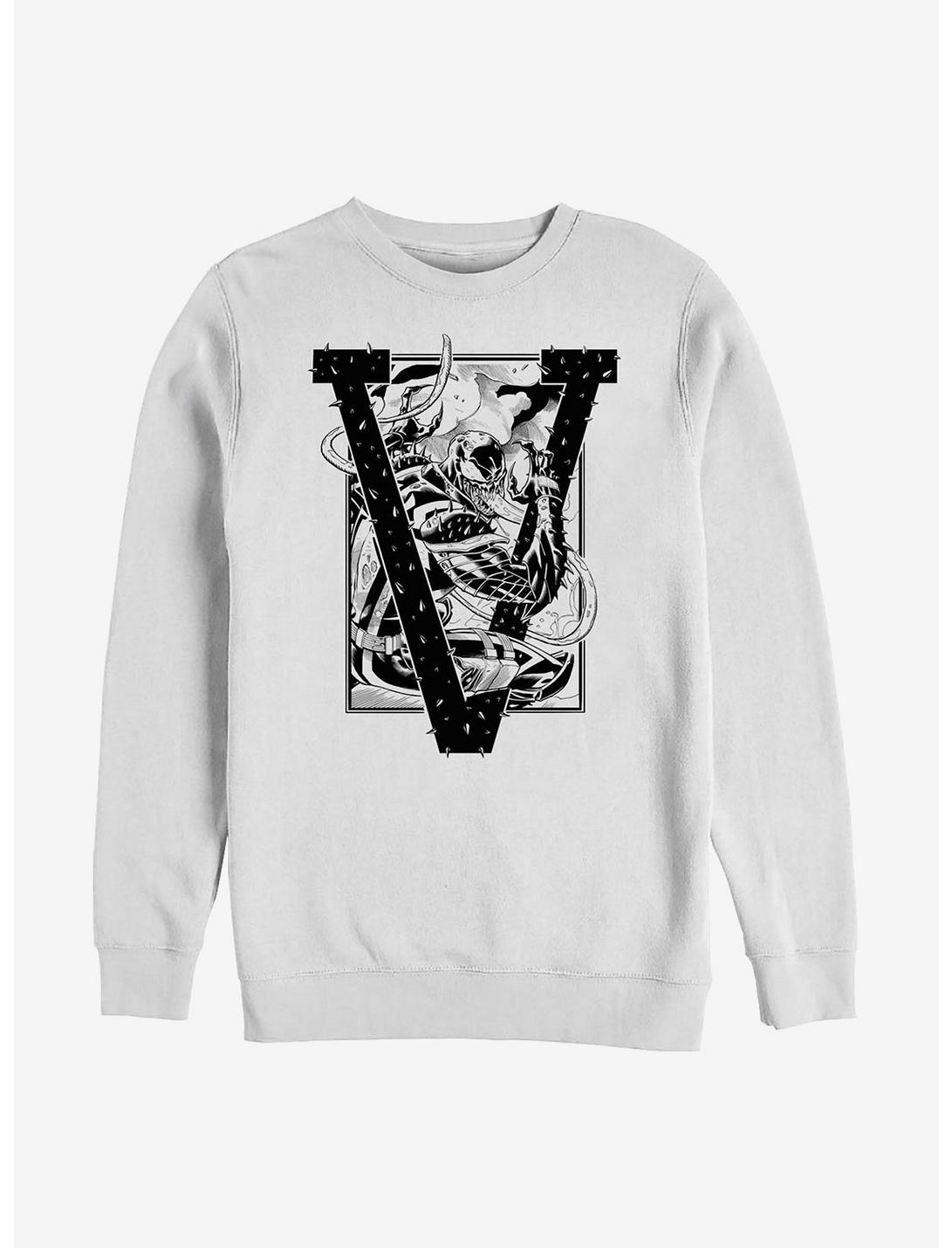 Marvel Venom V Is For Venom Crew Sweatshirt, WHITE, hi-res