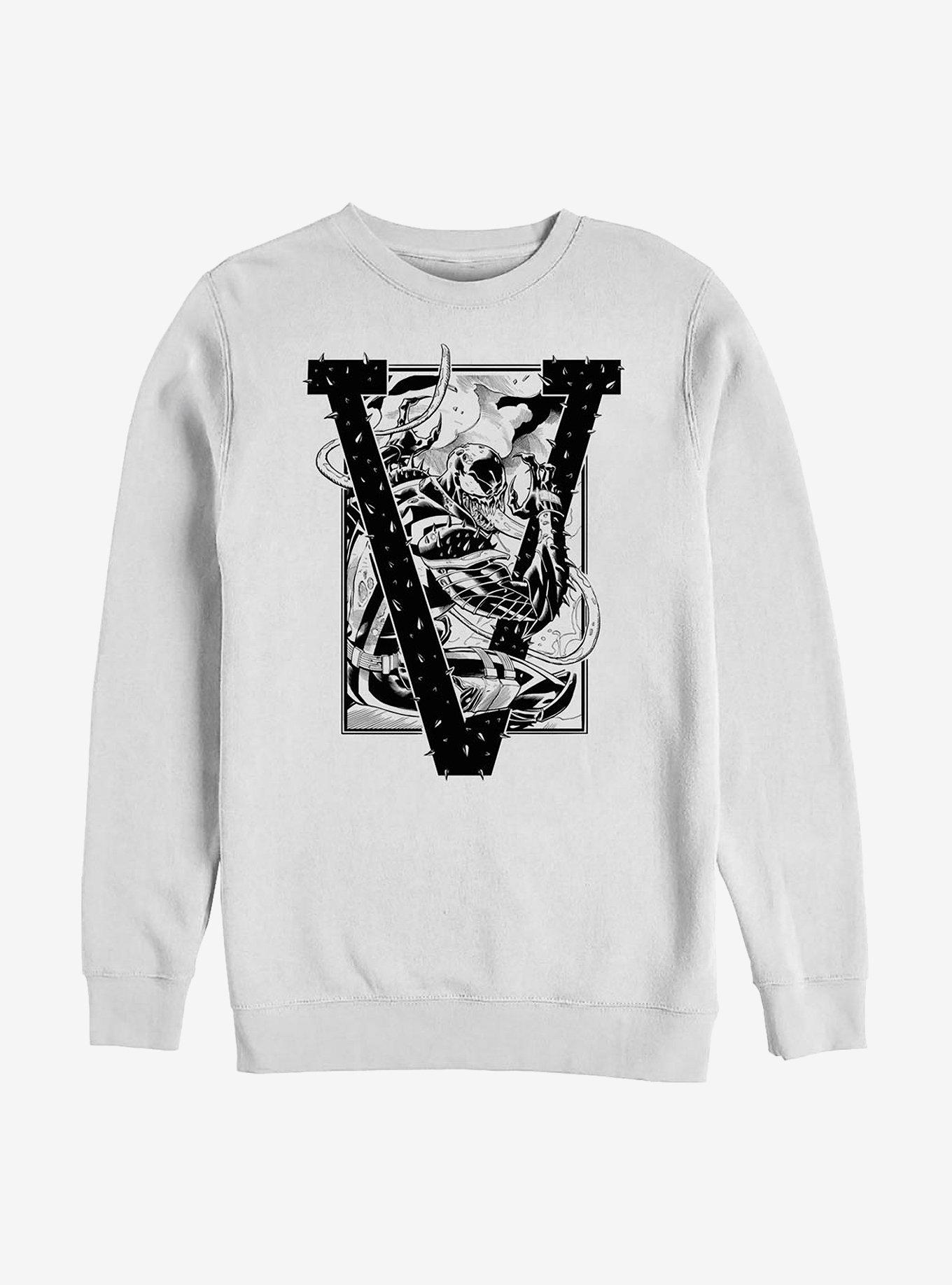 Marvel Venom V Is For Venom Crew Sweatshirt, WHITE, hi-res