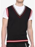 Black Red & White Contrast Knit Vest, MULTI, hi-res