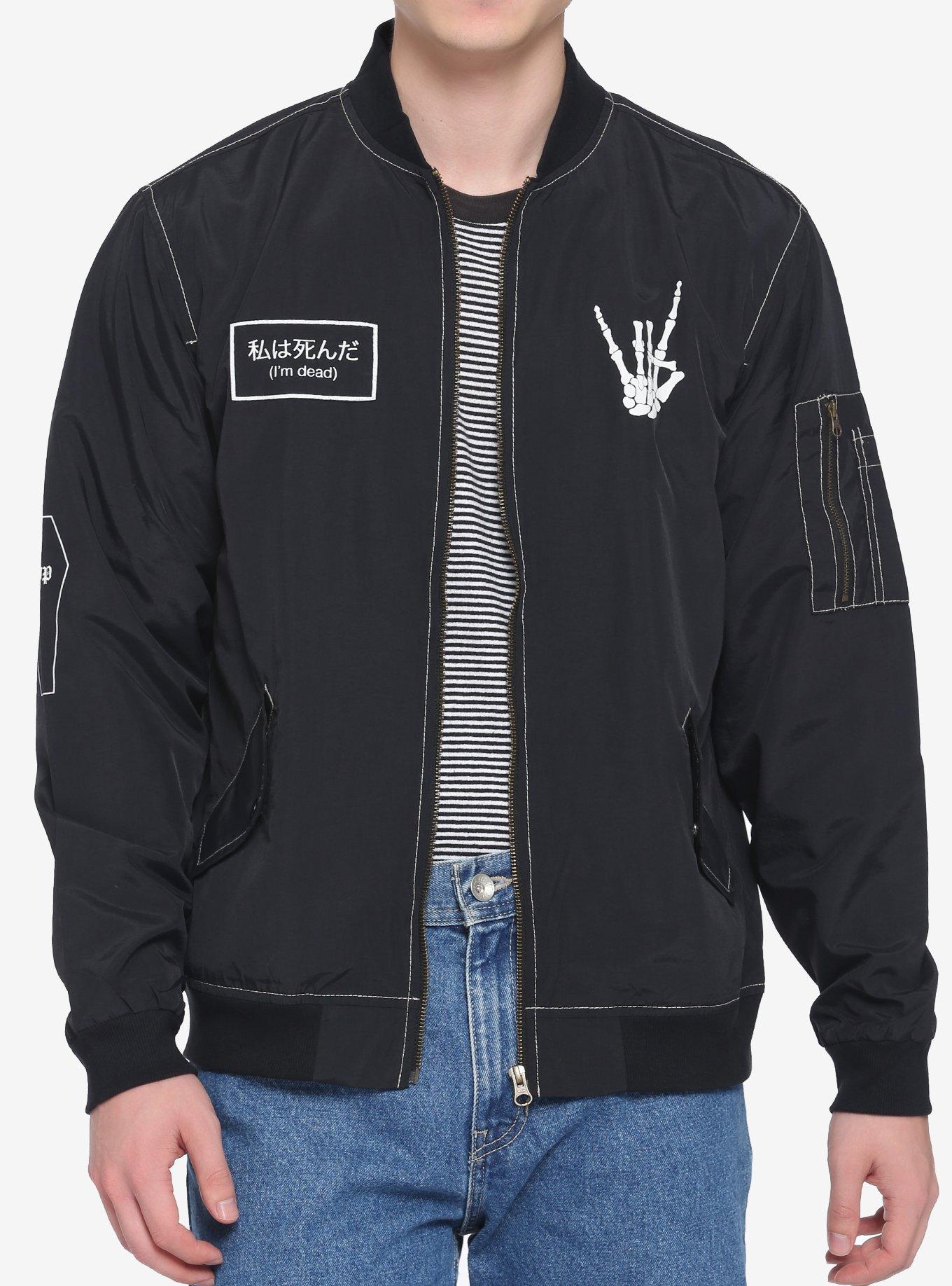 I'm Dead Patch Utility Bomber Jacket   Hot Topic
