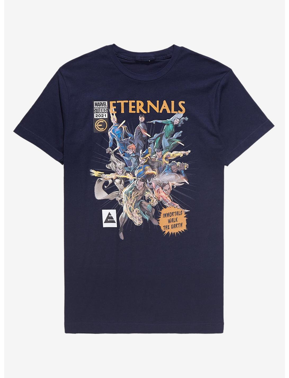 Marvel Eternals Comic Book Cover Group T-Shirt - BoxLunch Exclusive, NAVY, hi-res