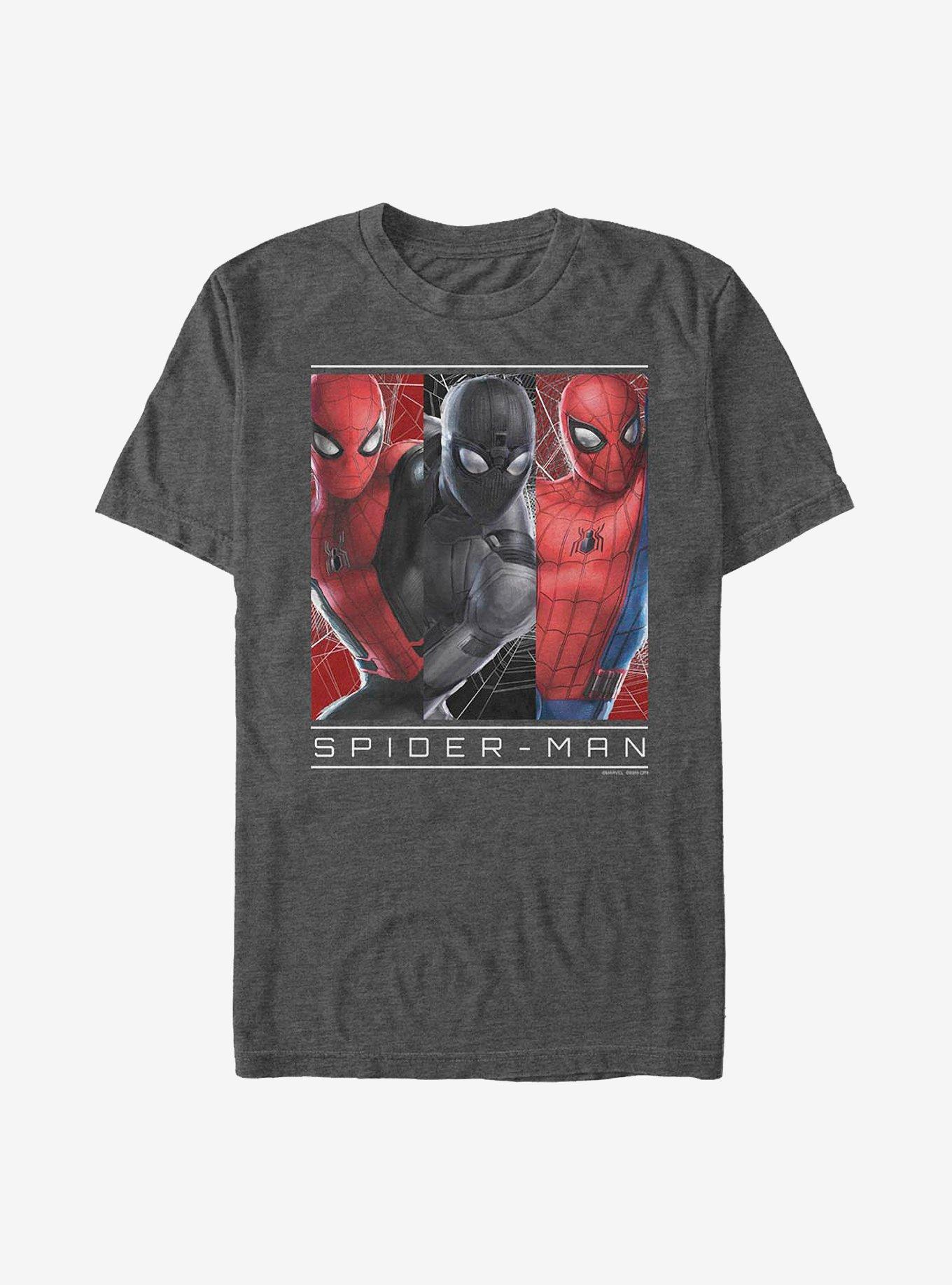 Marvel Spider-Man Three Spidey Suits T-Shirt, CHAR HTR, hi-res