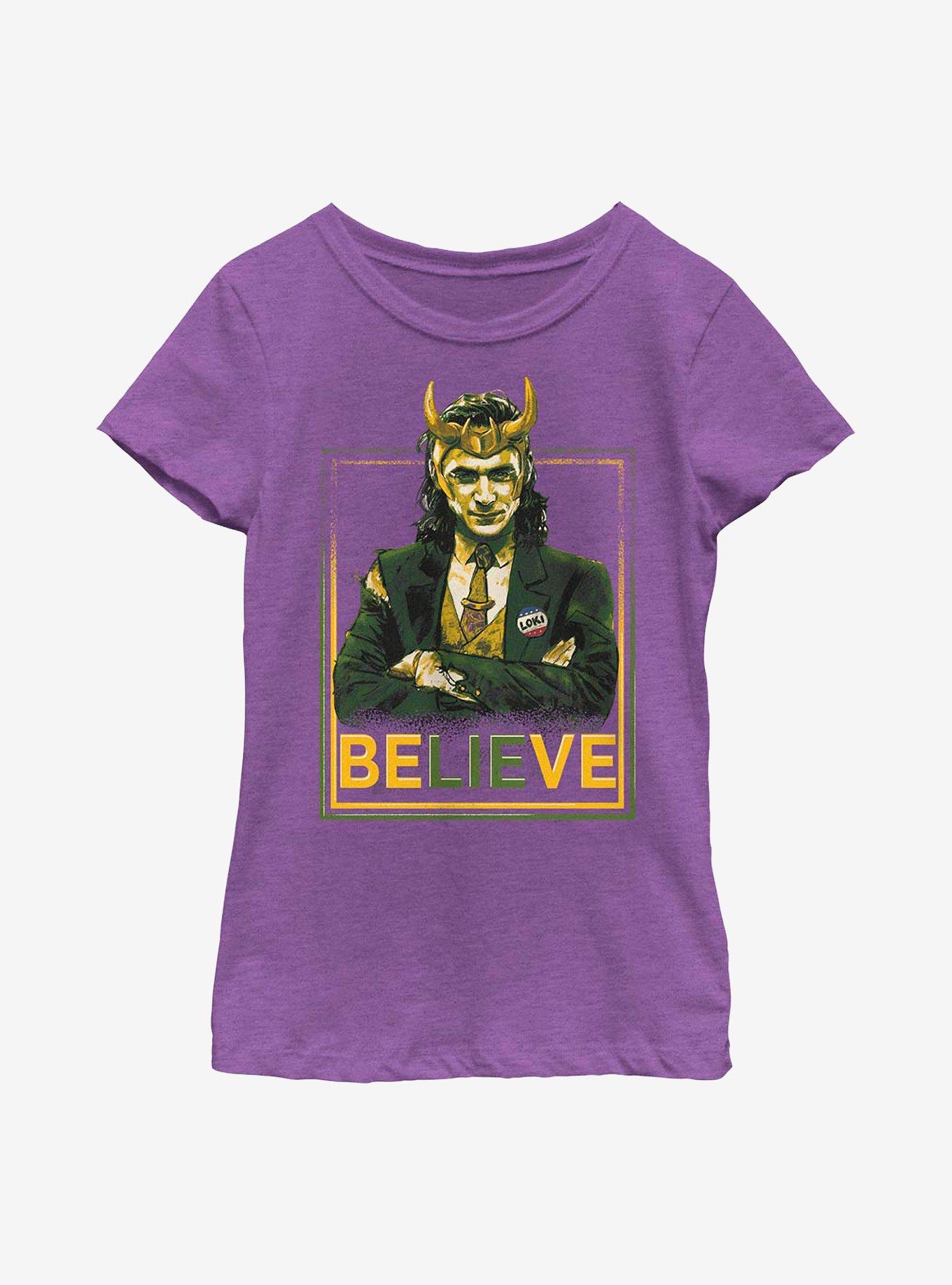 Marvel Loki Believe Political Motive Youth Girls T-Shirt, , hi-res