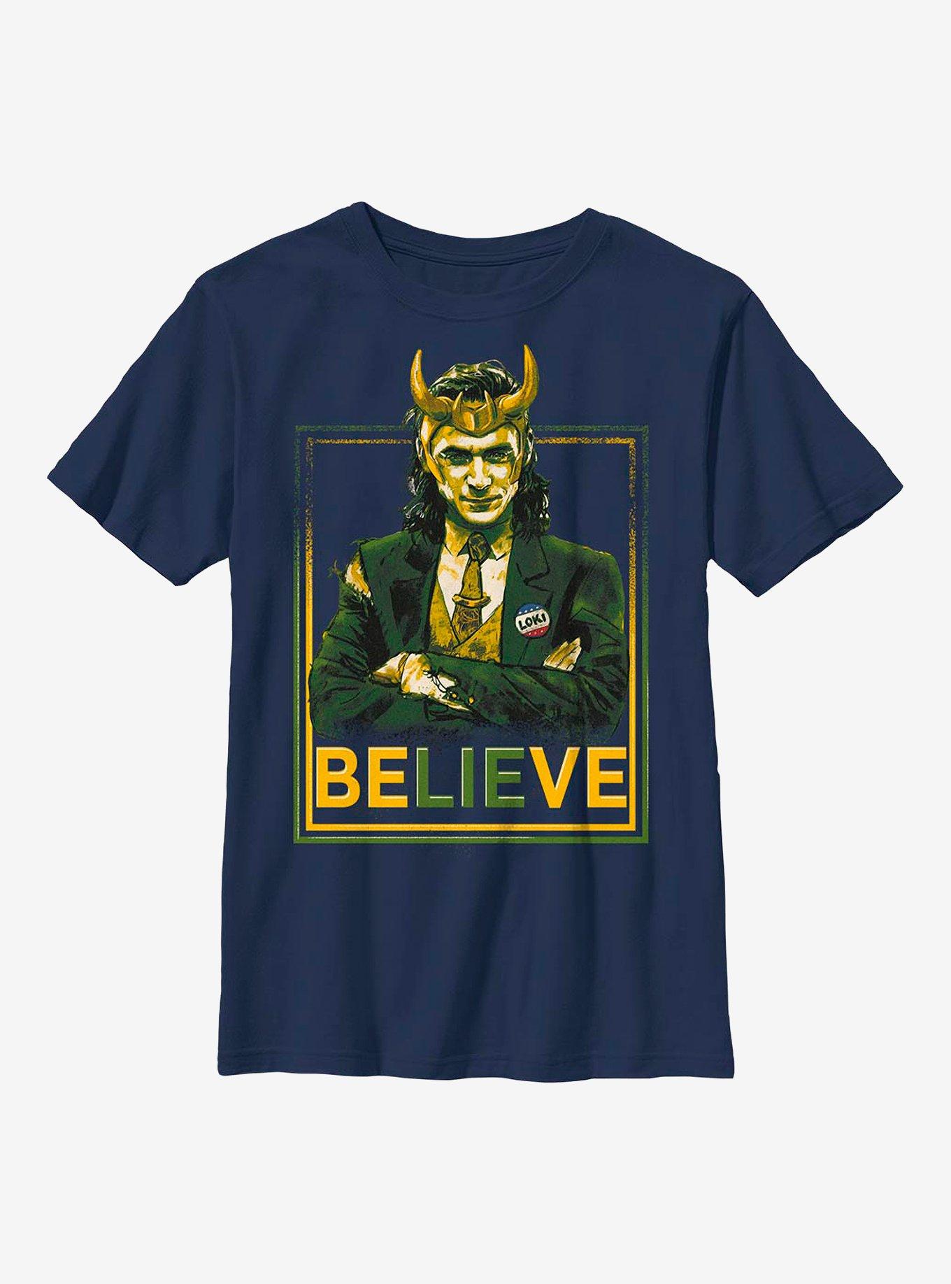 Marvel Loki Believe Political Motive Youth T-Shirt, , hi-res