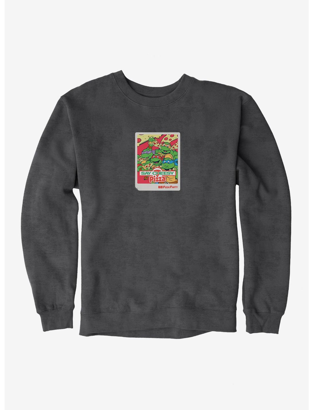Teenage Mutant Ninja Turtles Say Cheesy Pizza Photo Sweatshirt, CHARCOAL HEATHER, hi-res
