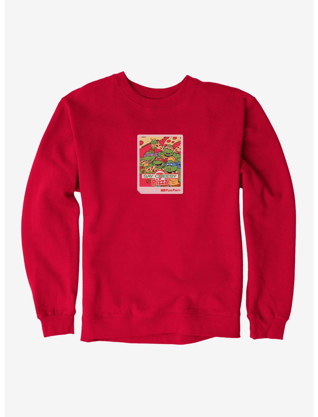 Teenage Mutant Ninja Turtles Say Cheesy Pizza Photo Sweatshirt, RED, hi-res