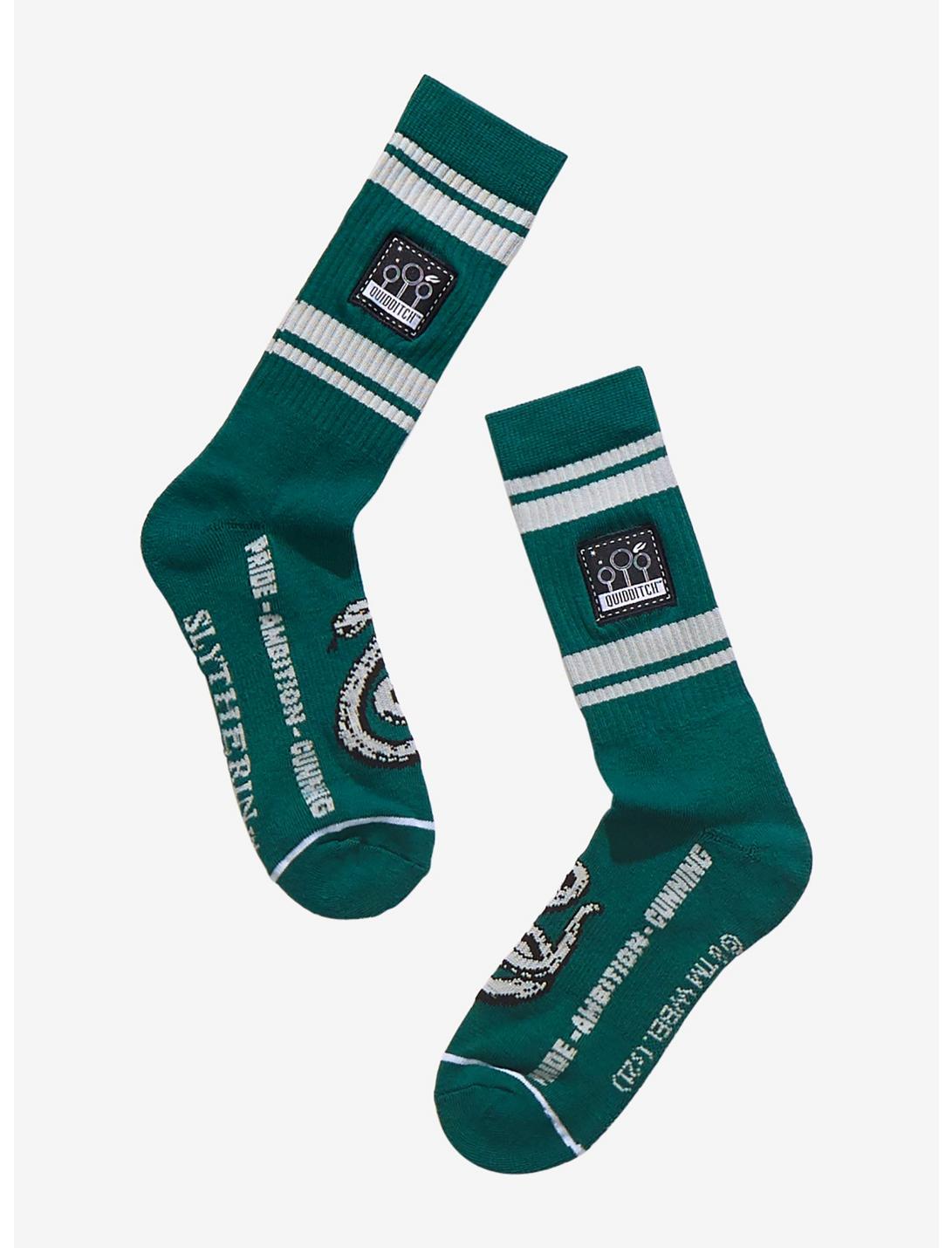 Harry Potter Slytherin Quidditch Crew Socks - BoxLunch Exclusive, , hi-res
