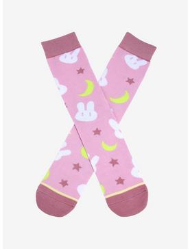 Plus Size Sailor Moon Bunnies & Crescent Moons Allover Print Crew Socks - BoxLunch Exclusive, , hi-res