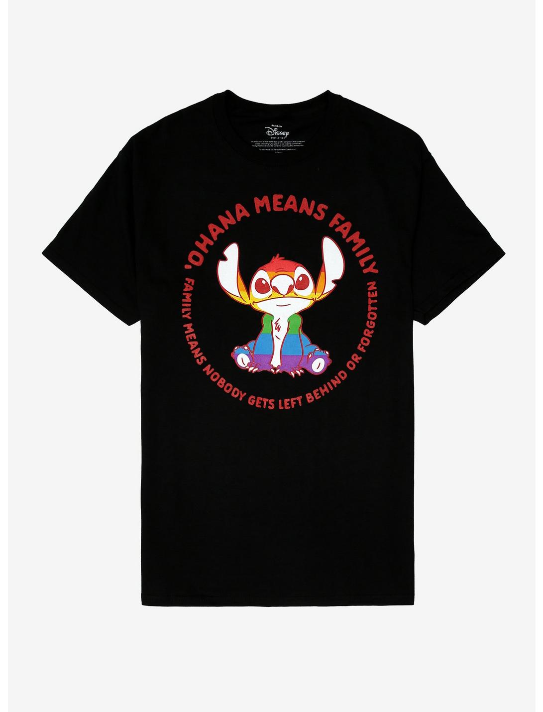 Disney Lilo & Stitch Ohana Rainbow T-Shirt, BLACK, hi-res