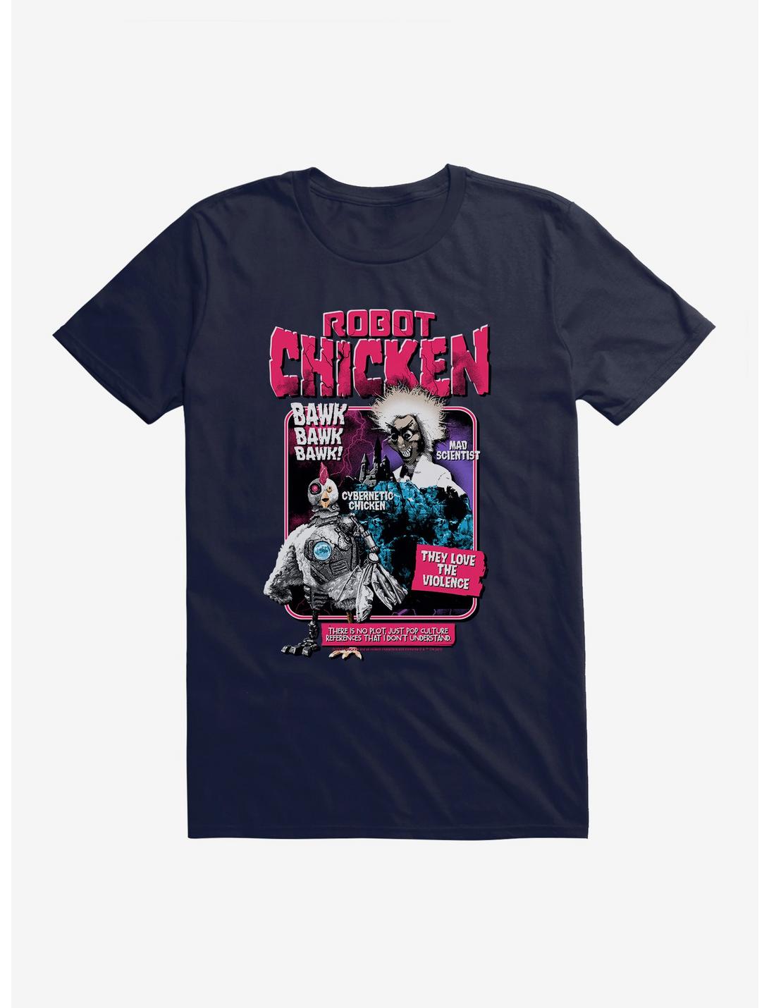 Robot Chicken They Love The Violence T-Shirt, NAVY, hi-res