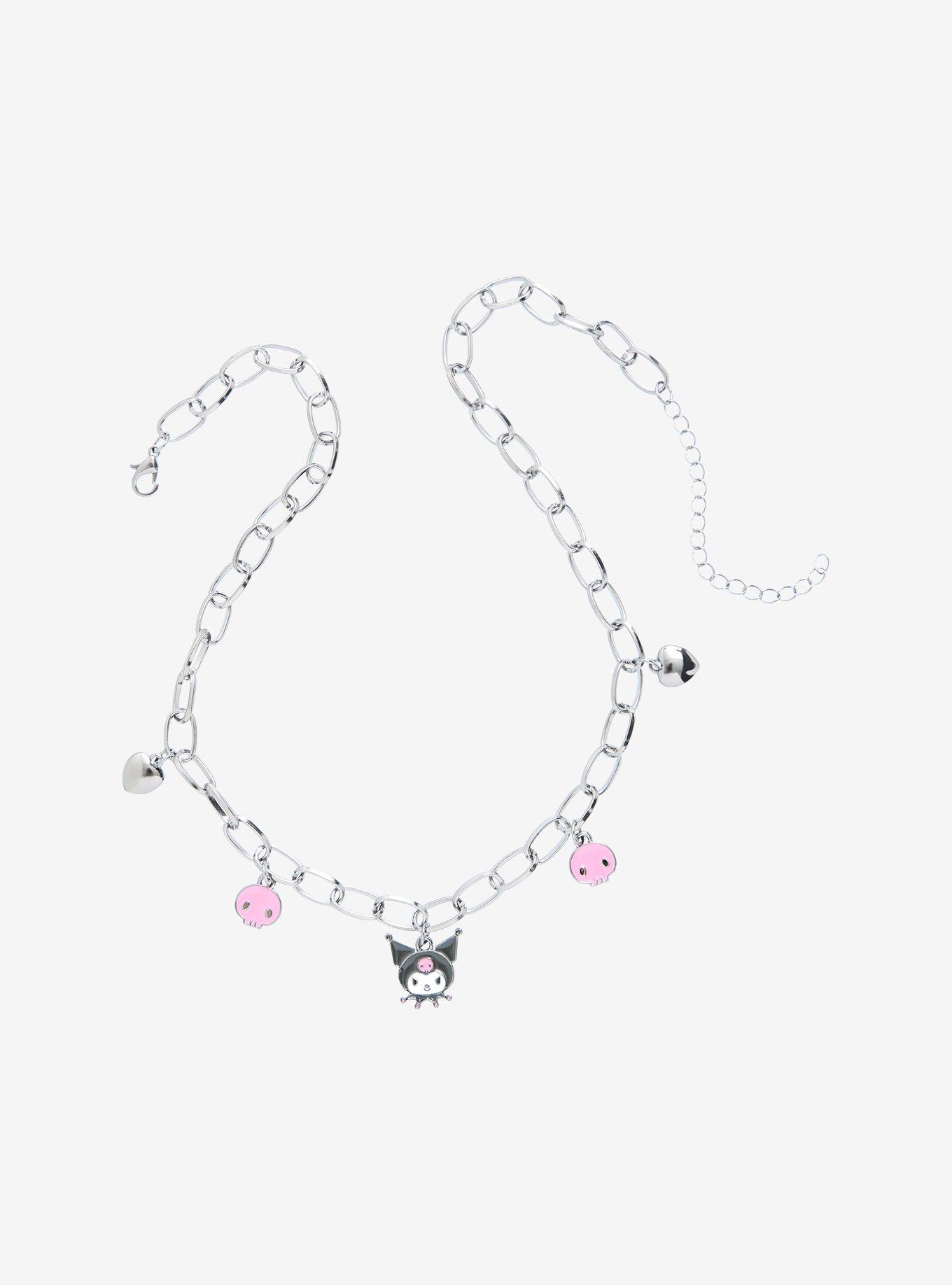 Kuromi Skulls & Hearts Charm Choker, , hi-res
