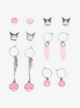 Kuromi Skulls & Faux Crystal Earring Set, , hi-res