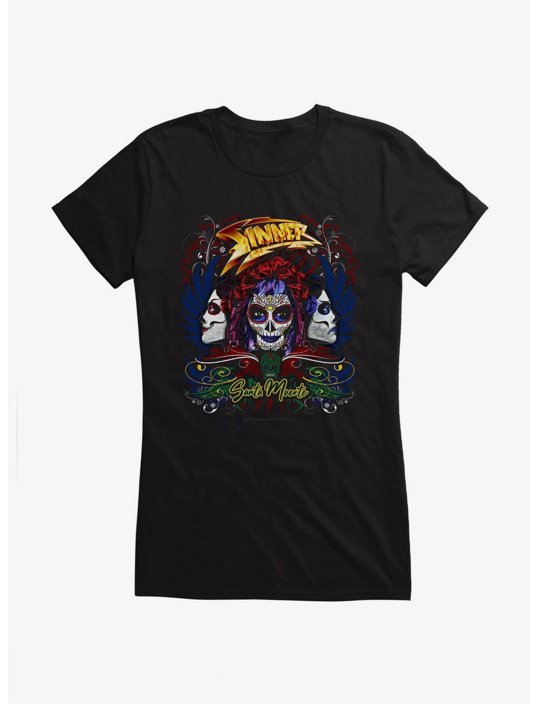 Sinner Santa Muerte Girls T-Shirt, BLACK, hi-res