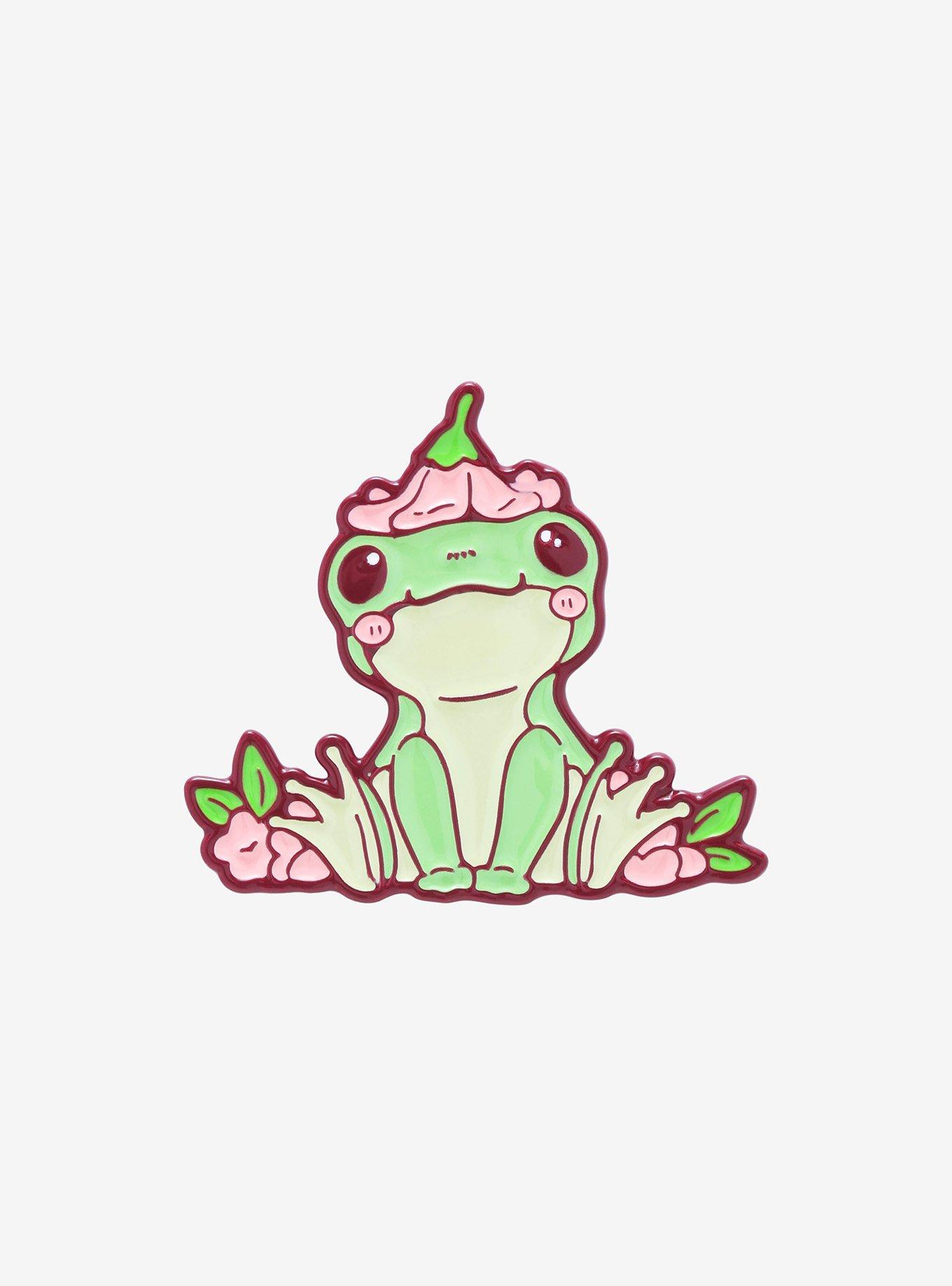 Pastel Frog Flowers Enamel Pin By Naomi Lord Art, , hi-res