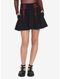 Black Double Red Lace-Up Skirt, BLACK, hi-res