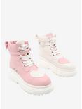 Pink & White Mismatch Heart High-Top Platform Sneakers, MULTI, hi-res
