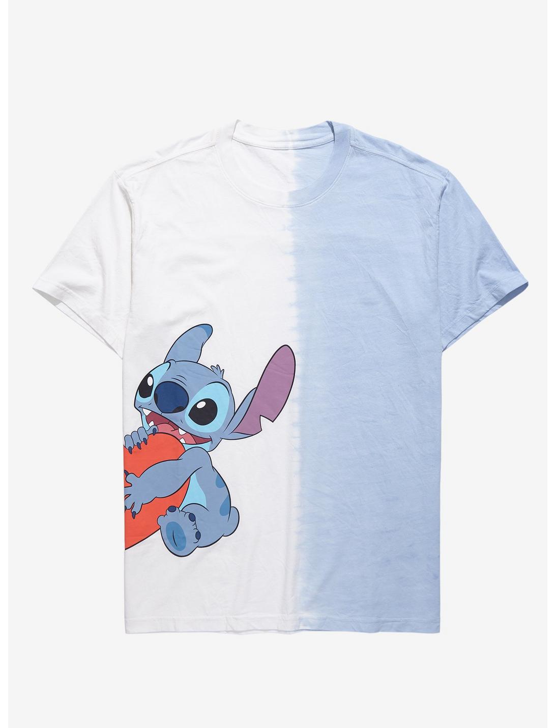Disney Lilo & Stitch Stitch with Heart Split-Dye T-Shirt - BoxLunch Exclusive, STRIPED TIE DYE, hi-res