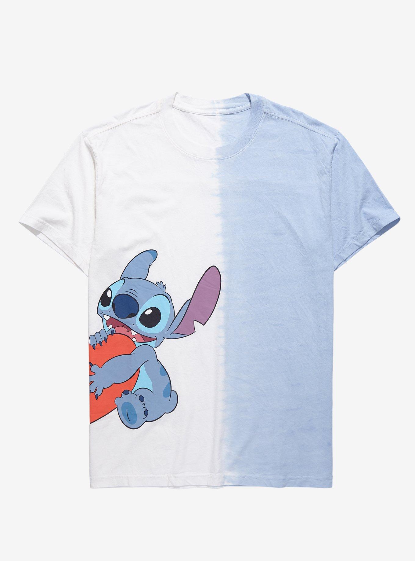 Disney Lilo & Stitch Stitch with Heart Split-Dye T-Shirt - BoxLunch Exclusive, STRIPED TIE DYE, hi-res