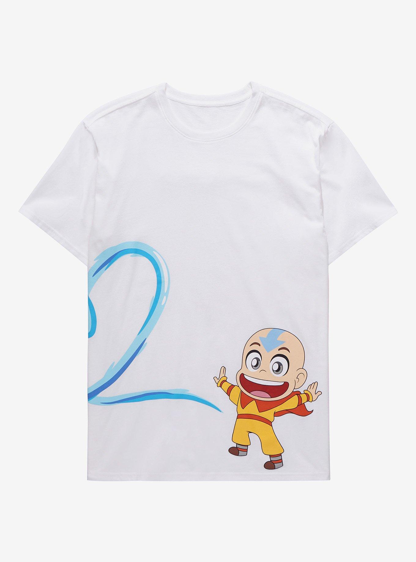 Avatar: The Last Airbender Aang Chibi Airbending T-Shirt - BoxLunch Exclusive, OFF WHITE, hi-res