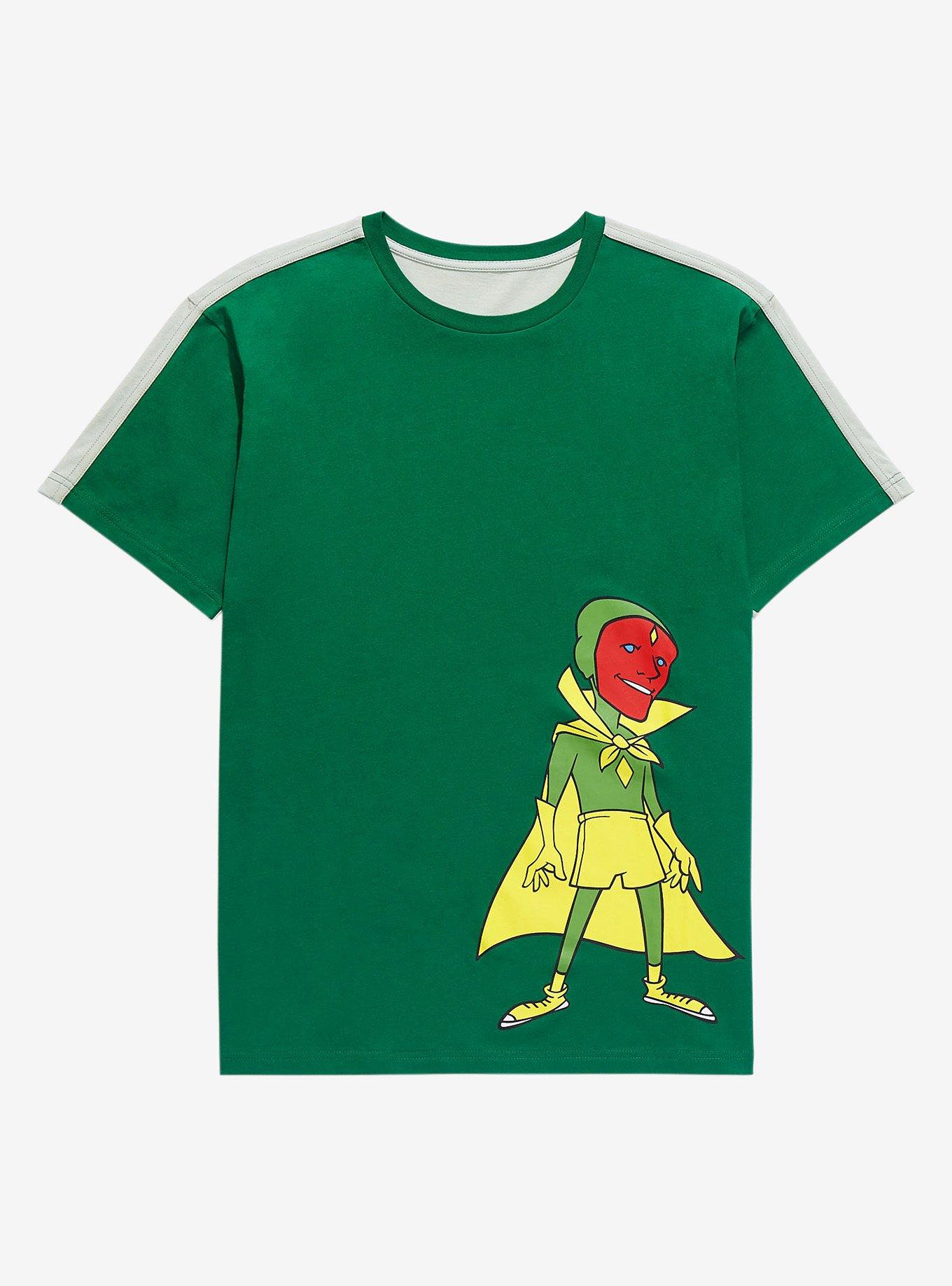 Marvel WandaVision Vision Cartoon Contrast T-Shirt - BoxLunch Exclusive, GREEN, hi-res