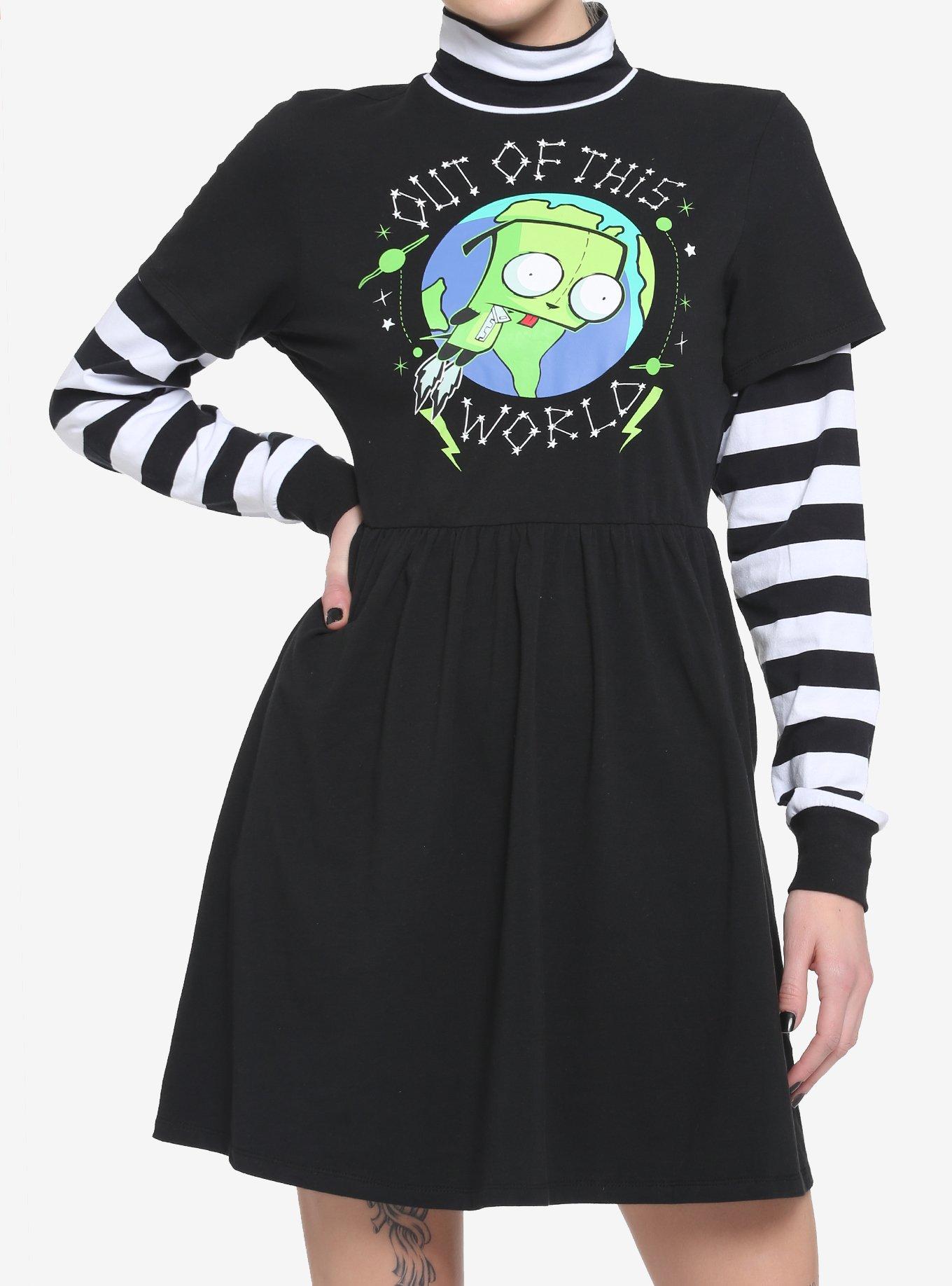 Invader Zim Gir Stripe Twofer Dress Hot Topic 