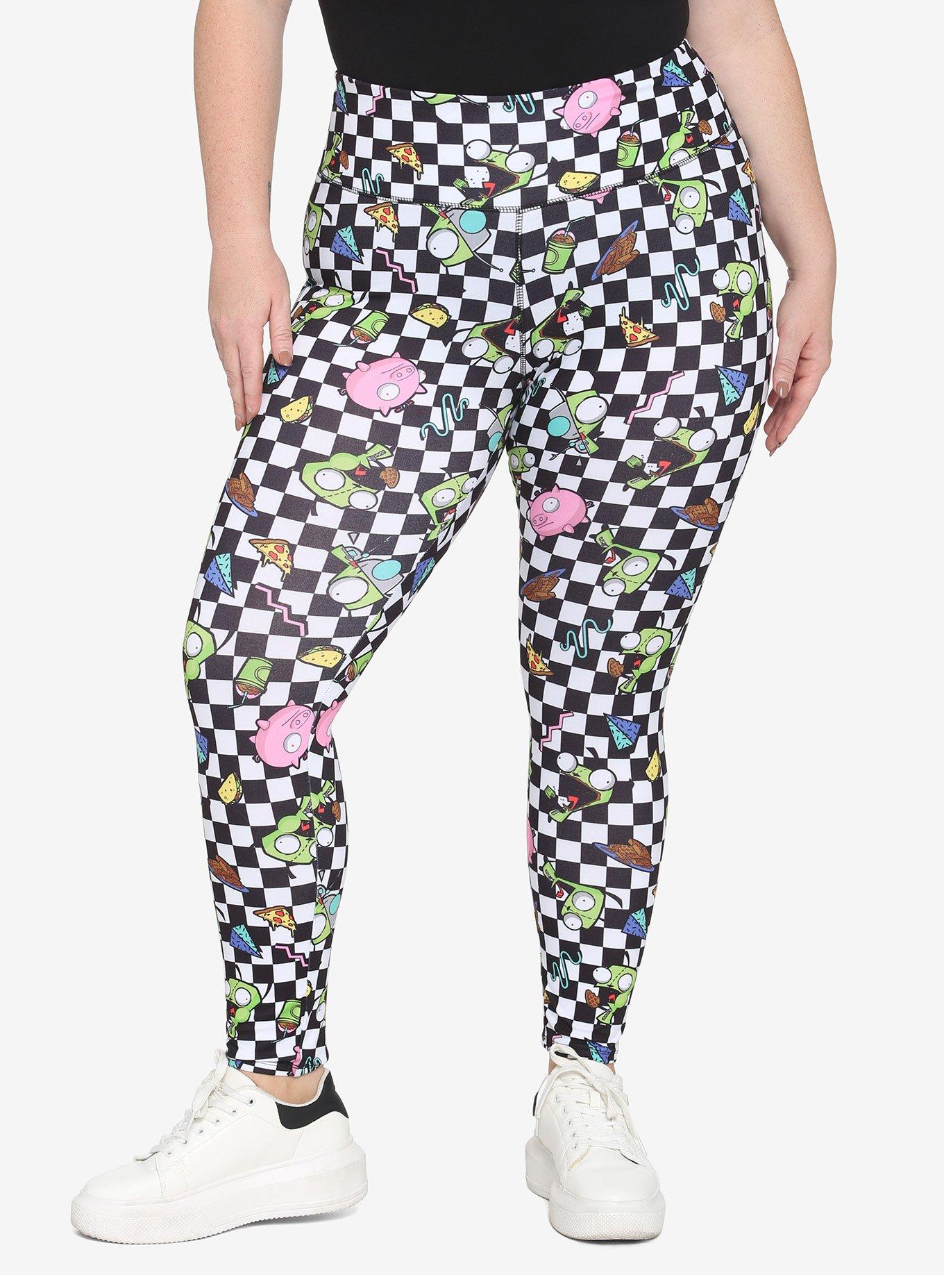 Invader Zim GIR & Snacks Checkered Leggings Plus Size, MULTI, hi-res