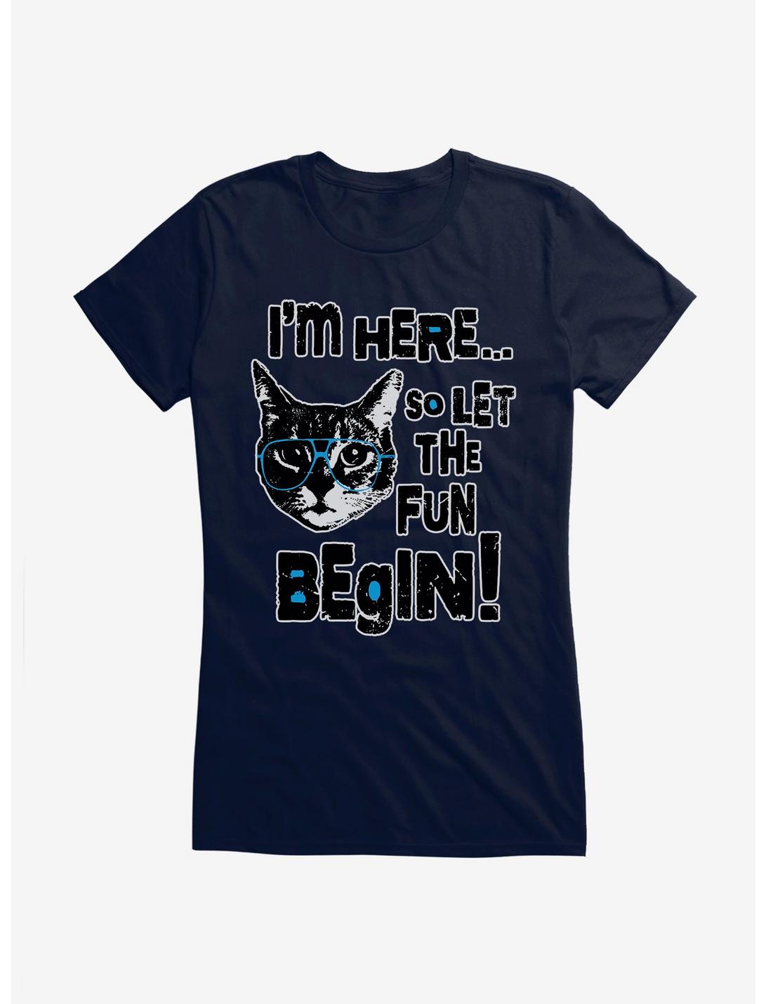 iCreate Cat I'm Here So Let The Fun Begin Girls T-Shirt, , hi-res