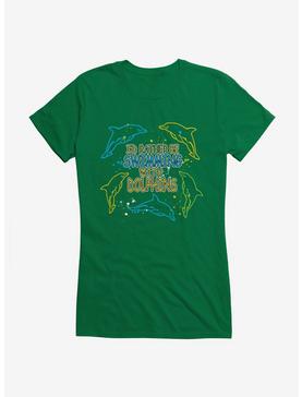 iCreate I'd Rather Be Swimming With Dolphins Girls T-Shirt, , hi-res