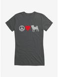 iCreate PEACE LOVE PUG Girls T-Shirt, , hi-res