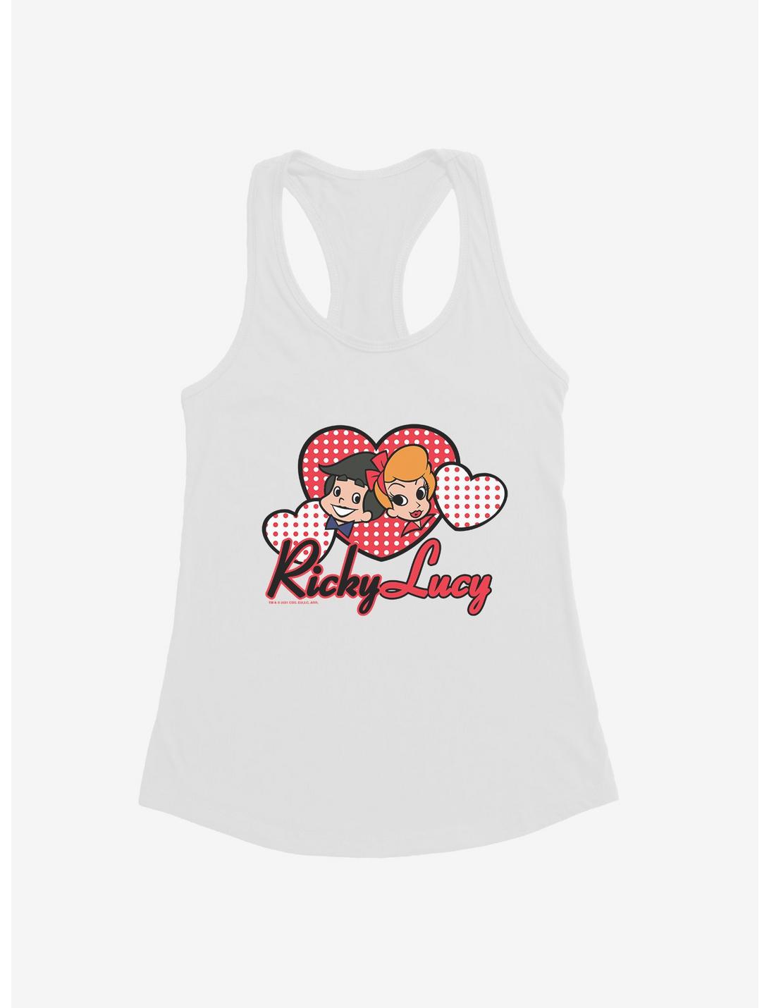 I Love Lucy Ricky And Lucy Cartoon In Color Girls Tank, WHITE, hi-res