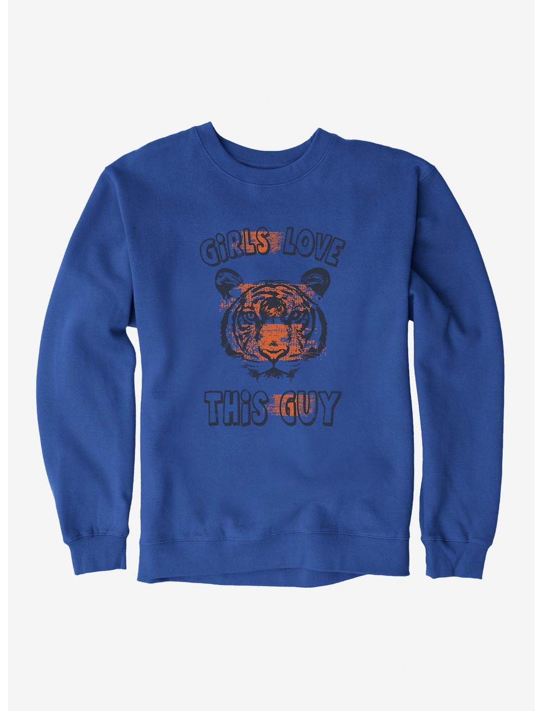 iCreate Tiger Girls Love This Guy Sweatshirt, ROYAL BLUE, hi-res