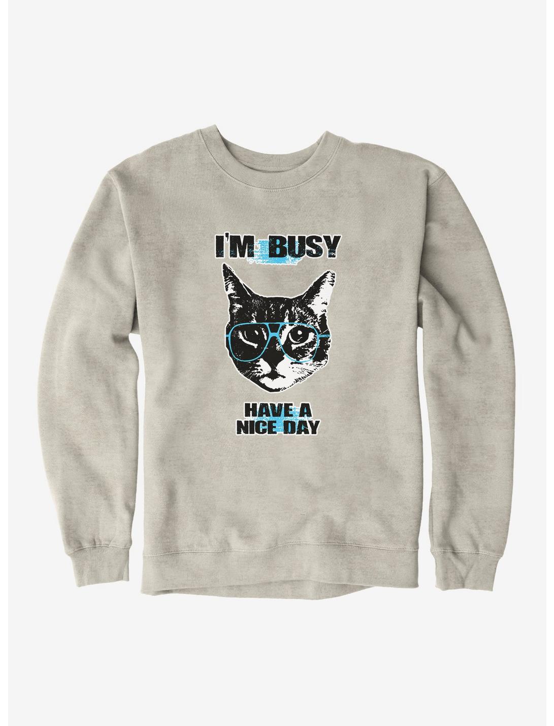 iCreate Cat I'm Busy Have A Nice Day Sweatshirt, , hi-res