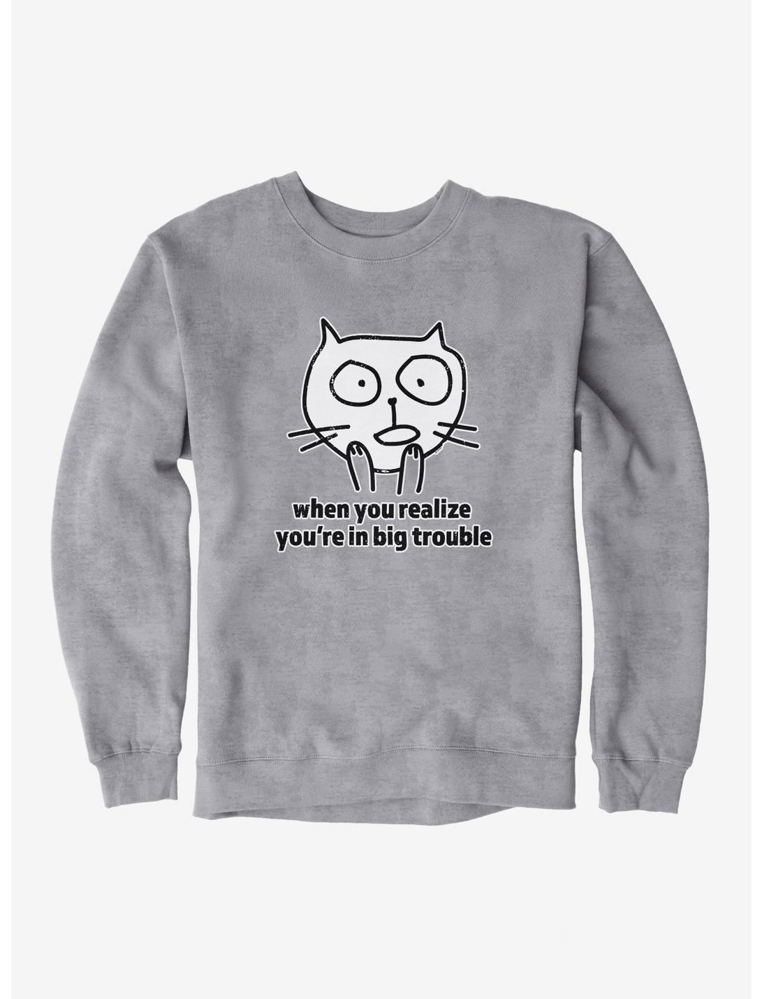 iCreate Cat When You Realize You're In Big Trouble Sweatshirt, , hi-res