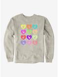 iCreate Colorful Cats Love Hearts Sweatshirt, OATMEAL HEATHER, hi-res