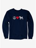 iCreate PEACE LOVE PUG Sweatshirt, , hi-res