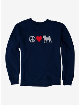 iCreate PEACE LOVE PUG Sweatshirt, , hi-res