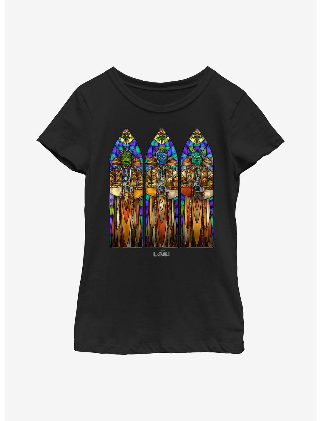 Marvel Loki Protect And Preserve Stained Glass Youth Girls T-Shirt, BLACK, hi-res