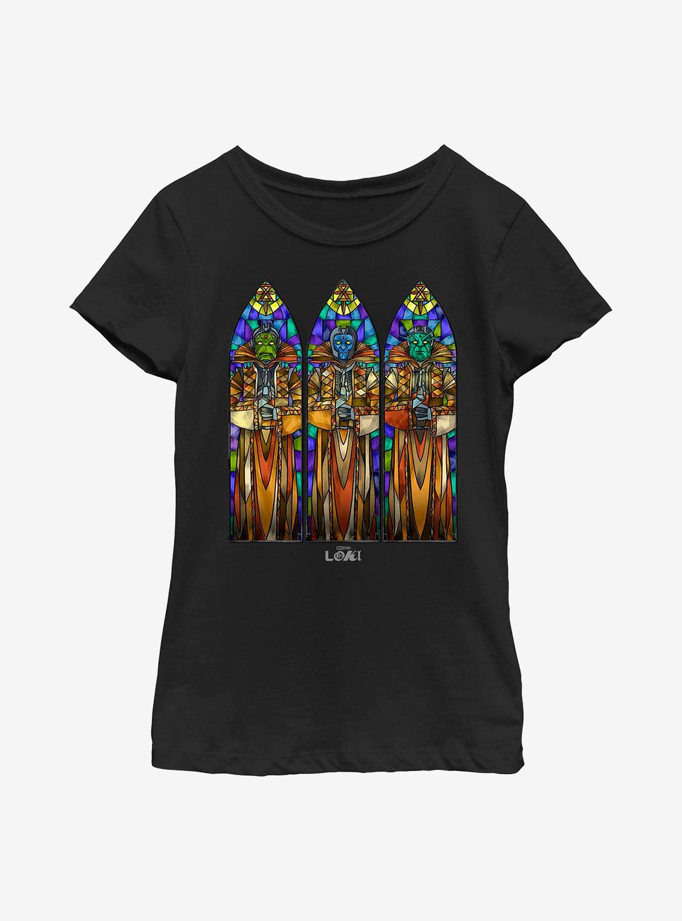Marvel Loki Protect And Preserve Stained Glass Youth Girls T-Shirt, , hi-res