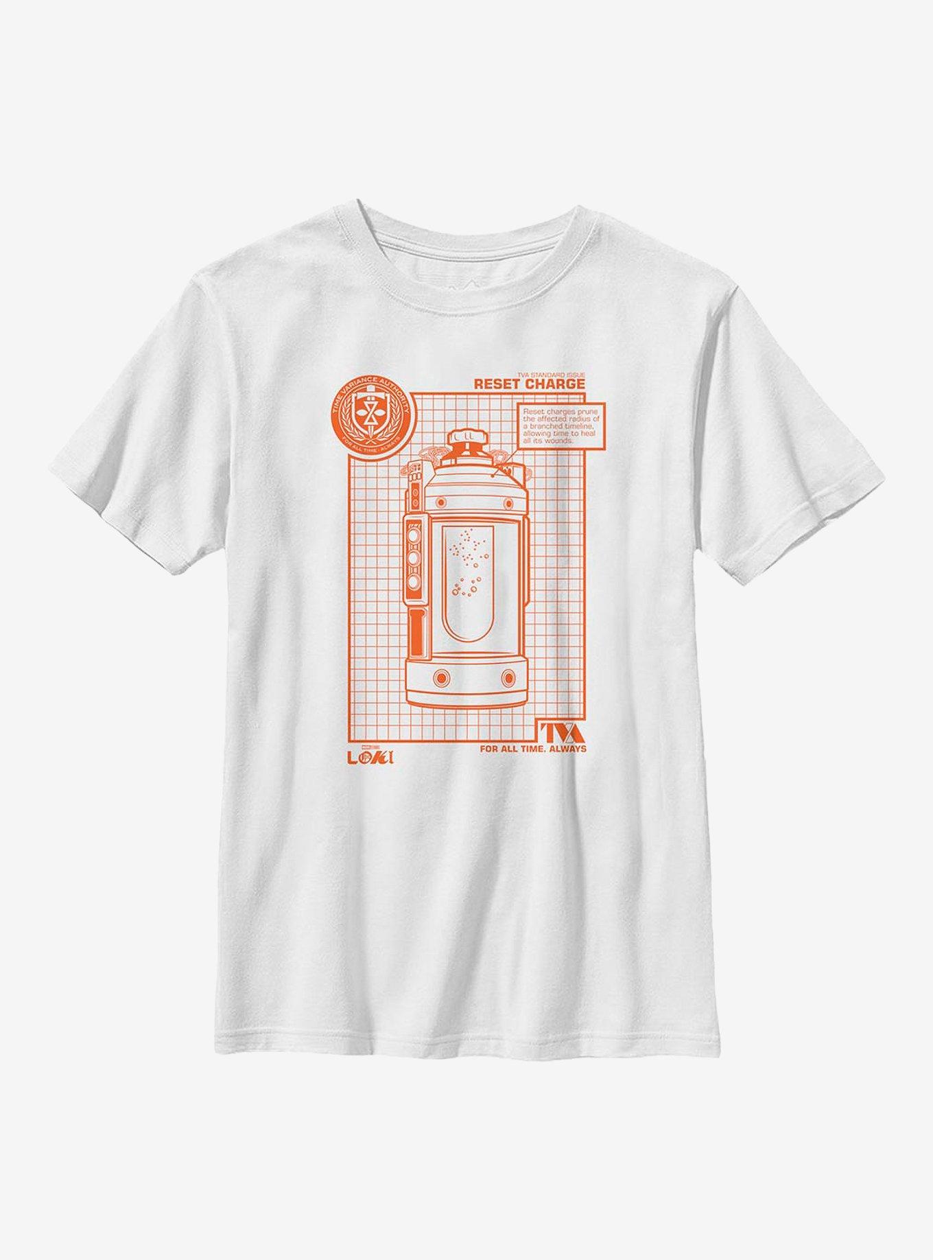 Marvel Loki TVA Standard Issue Reset Charge Youth T-Shirt, , hi-res