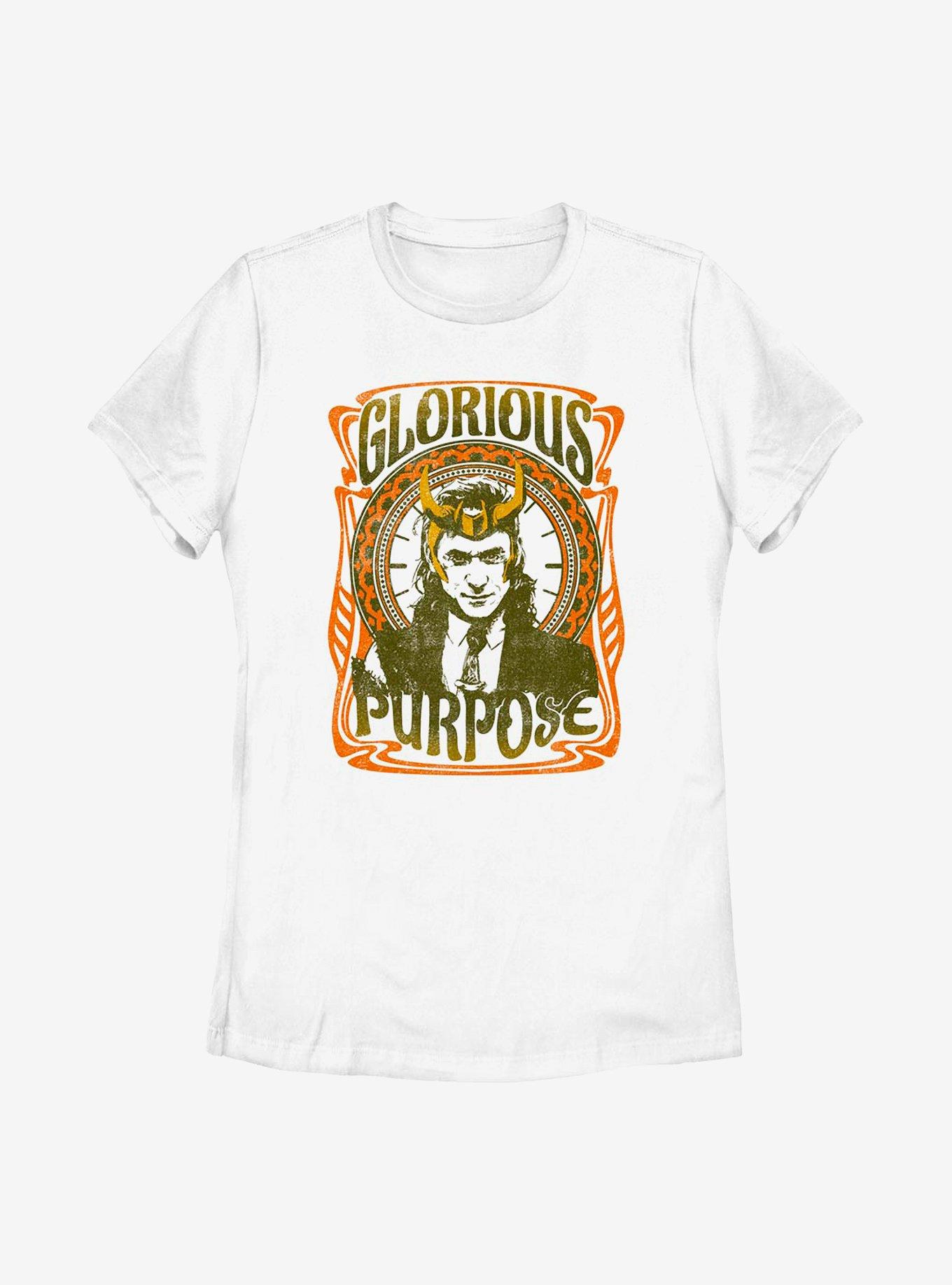 Marvel Loki Retro Glorious Purpose Womens T-Shirt, WHITE, hi-res