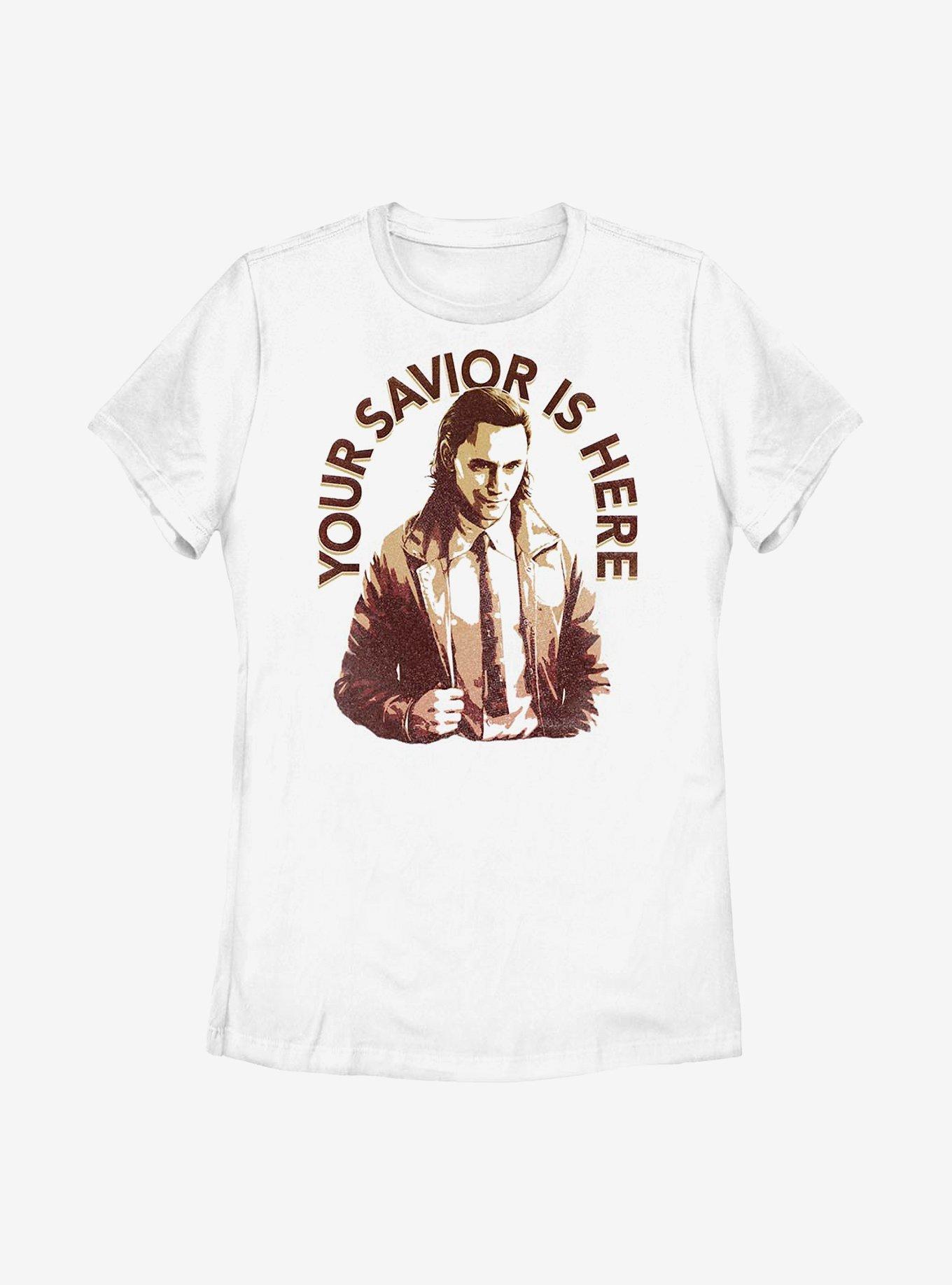 Marvel Loki Your Savior Is Here Womens T-Shirt, , hi-res