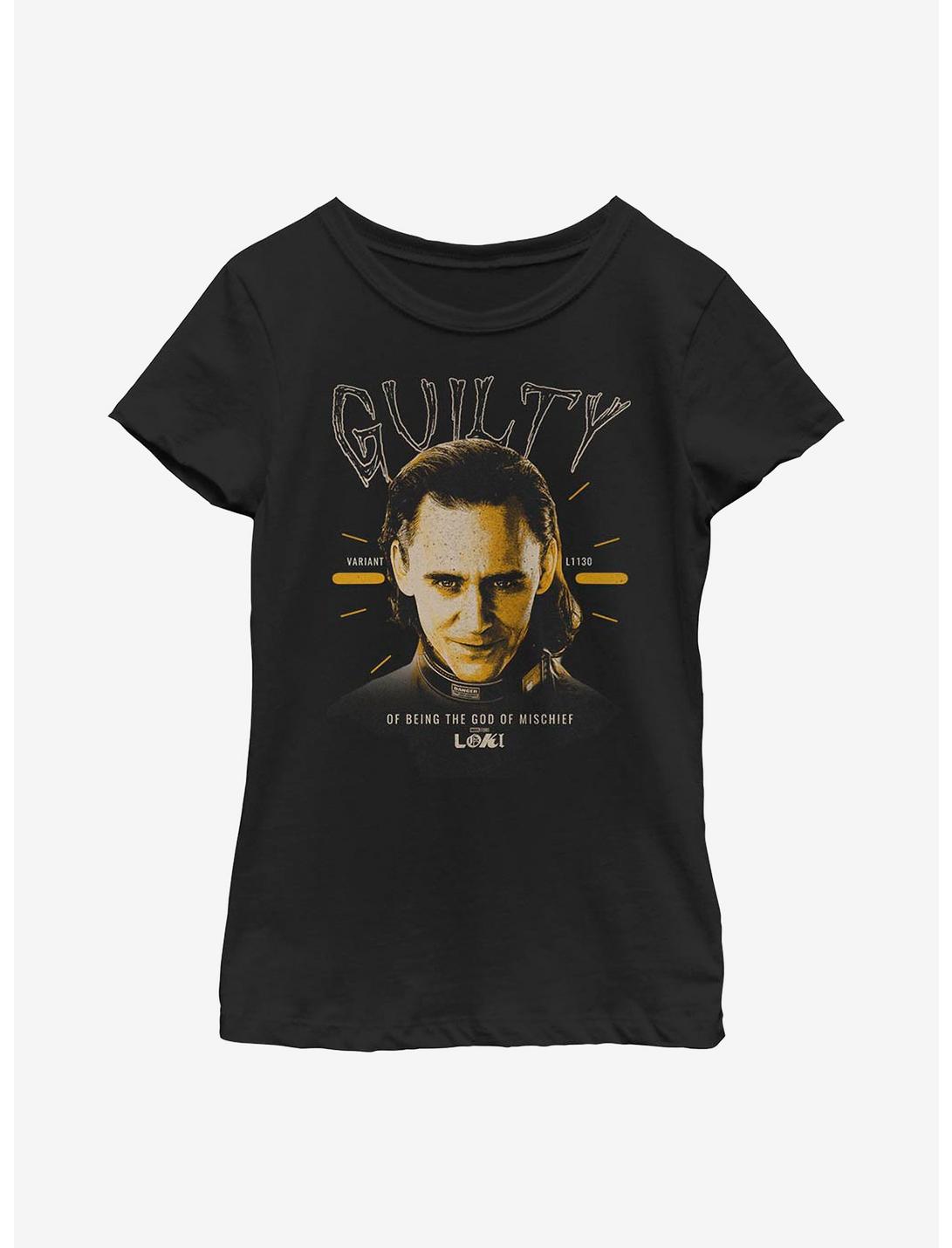 Marvel Loki Guilty Of Being The God Of Mischief Youth Girls T-Shirt, BLACK, hi-res