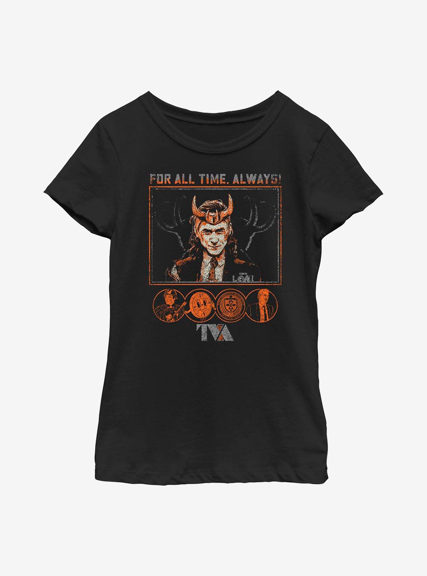 Marvel Loki For All Time Always Mischeviously Contained Youth Girls T-Shirt, BLACK, hi-res