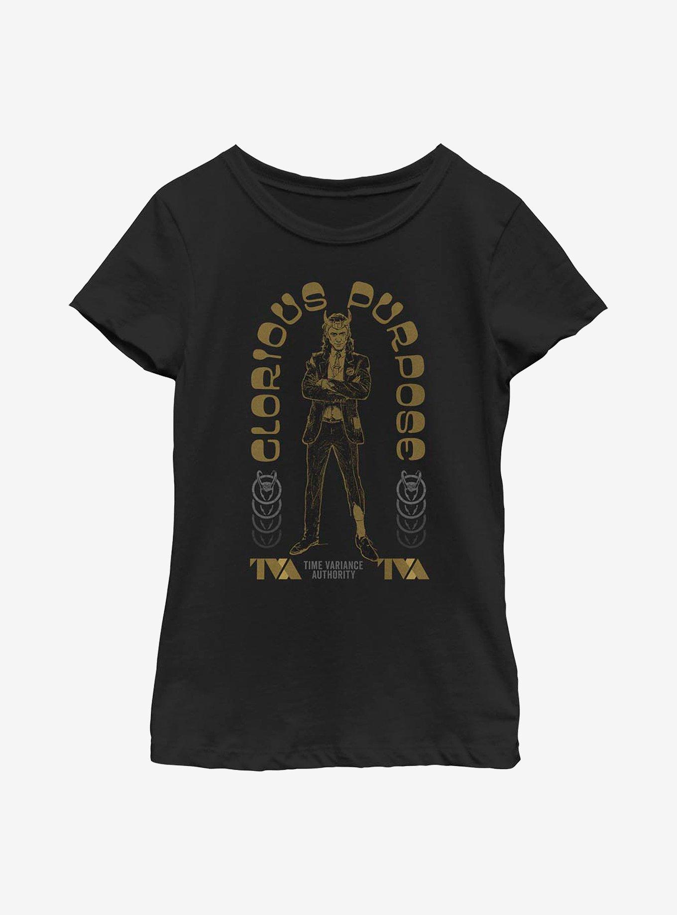 Marvel Loki Glorious Purpose Arch Youth Girls T-Shirt, BLACK, hi-res