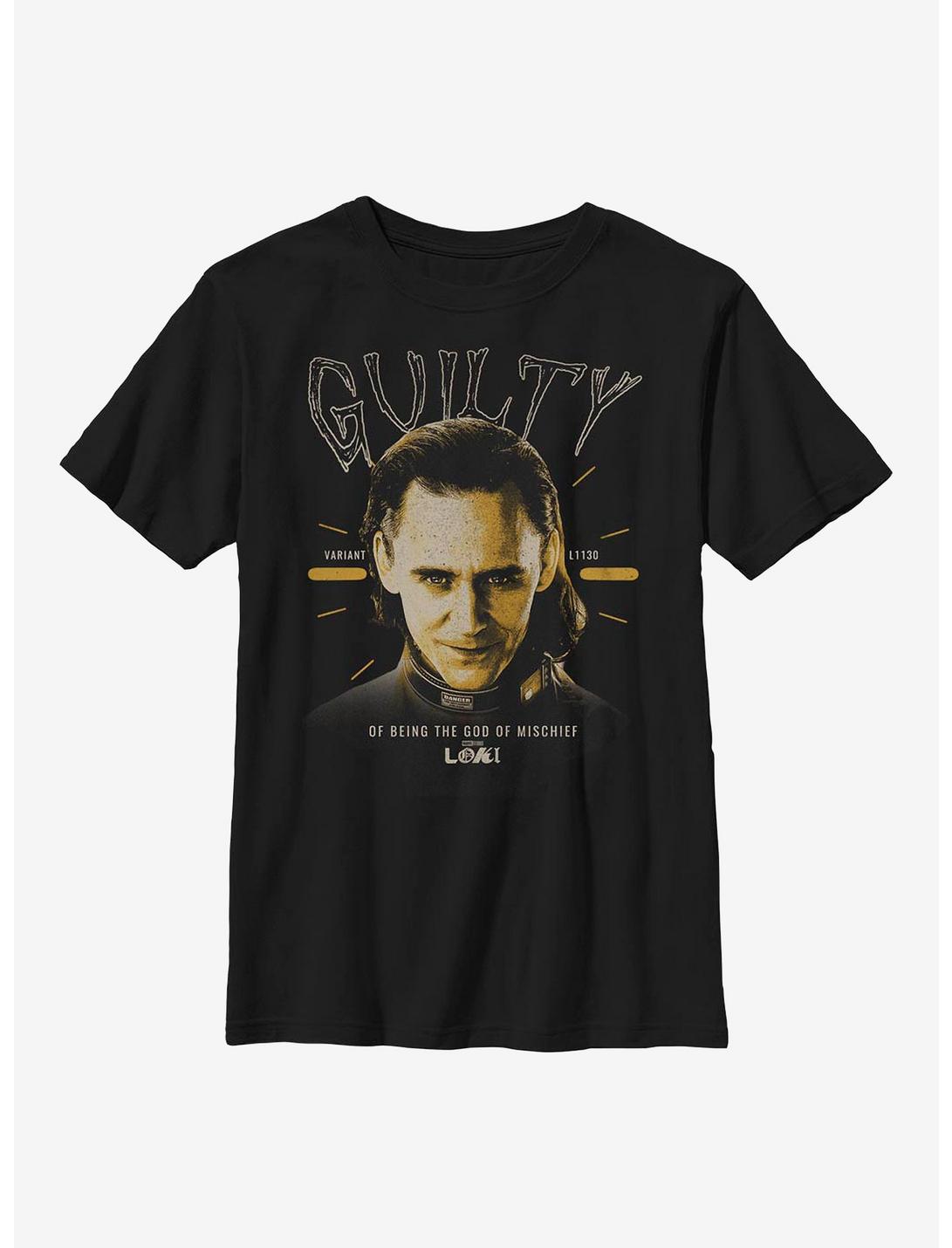 Marvel Loki Guilty Of Being The God Of Mischief Youth T-Shirt, BLACK, hi-res