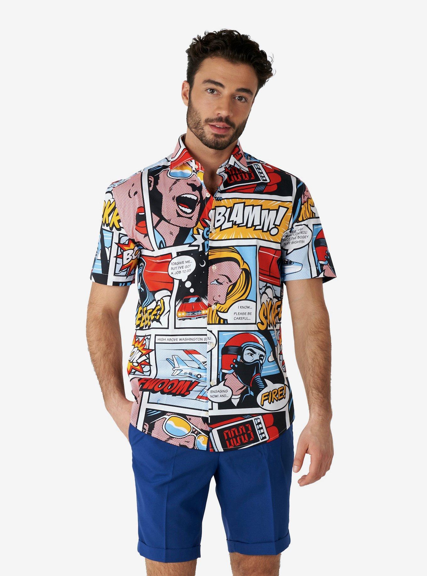 Danger Days Pop Art Comic Woven Button-Up, , hi-res