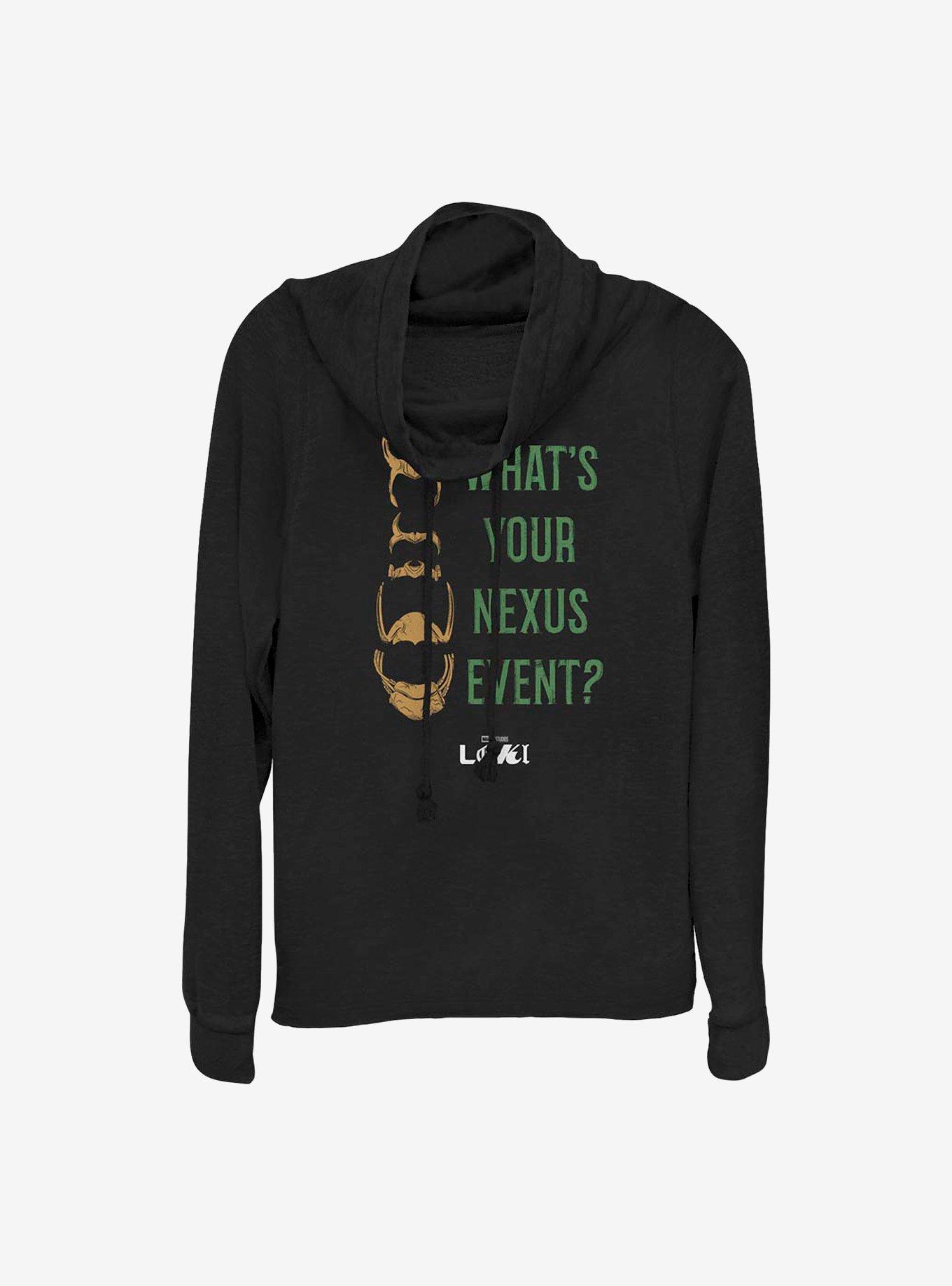 Marvel Loki What's Your Nexus Event? Cowlneck Long-Sleeve Girls Top, BLACK, hi-res